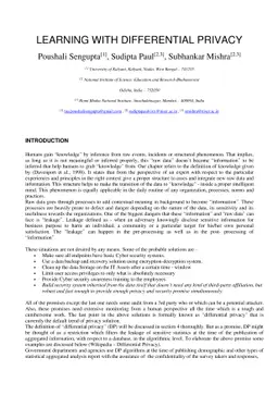 Learning With Differential Privacy