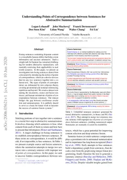 Understanding Points of Correspondence between Sentences for Abstractive
  Summarization