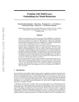 Training with Multi-Layer Embeddings for Model Reduction