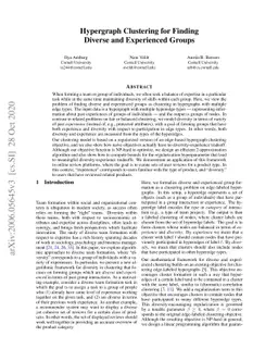Hypergraph Clustering for Finding Diverse and Experienced Groups