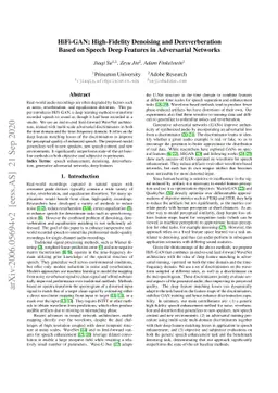 HiFi-GAN: High-Fidelity Denoising and Dereverberation Based on Speech
  Deep Features in Adversarial Networks