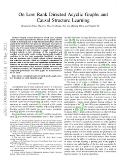 On Low Rank Directed Acyclic Graphs and Causal Structure Learning