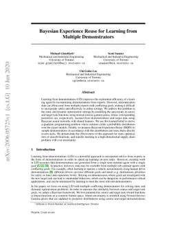 Bayesian Experience Reuse for Learning from Multiple Demonstrators