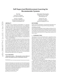 Self-Supervised Reinforcement Learning for Recommender Systems