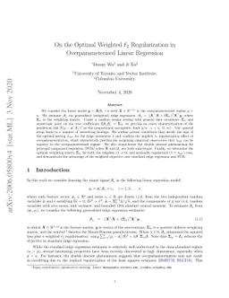 On the Optimal Weighted $\ell_2$ Regularization in Overparameterized
  Linear Regression