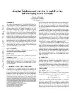 Adaptive Reinforcement Learning through Evolving Self-Modifying Neural
  Networks