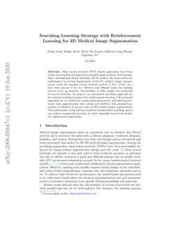 Searching Learning Strategy with Reinforcement Learning for 3D Medical
  Image Segmentation