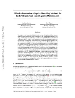 Effective Dimension Adaptive Sketching Methods for Faster Regularized
  Least-Squares Optimization