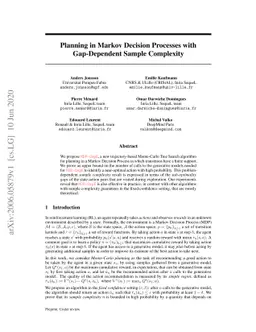 Planning in Markov Decision Processes with Gap-Dependent Sample
  Complexity