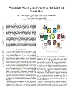 WasteNet: Waste Classification at the Edge for Smart Bins