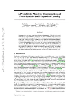 A Probabilistic Model for Discriminative and Neuro-Symbolic
  Semi-Supervised Learning