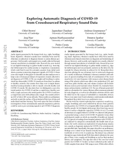 Exploring Automatic Diagnosis of COVID-19 from Crowdsourced Respiratory
  Sound Data