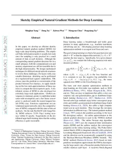 Sketchy Empirical Natural Gradient Methods for Deep Learning