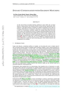 Dataset Condensation with Gradient Matching