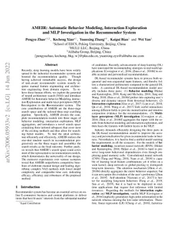 AMEIR: Automatic Behavior Modeling, Interaction Exploration and MLP
  Investigation in the Recommender System