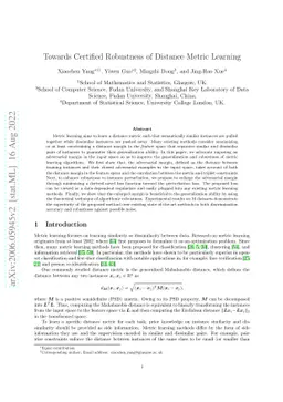 Towards Certified Robustness of Distance Metric Learning