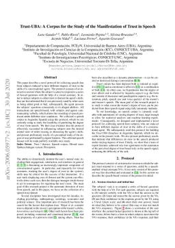 Trust-UBA: A Corpus for the Study of the Manifestation of Trust in
  Speech