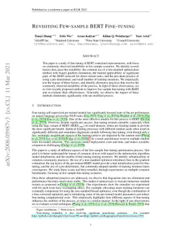 Revisiting Few-sample BERT Fine-tuning