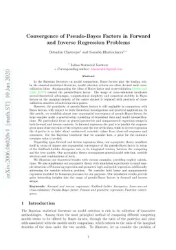 Convergence of Pseudo-Bayes Factors in Forward and Inverse Regression
  Problems