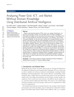 Analyzing Power Grid, ICT, and Market Without Domain Knowledge Using
  Distributed Artificial Intelligence