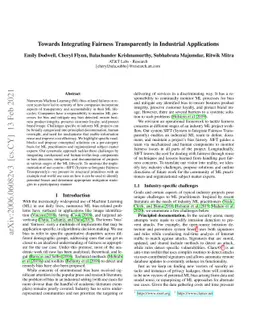 Towards Integrating Fairness Transparently in Industrial Applications