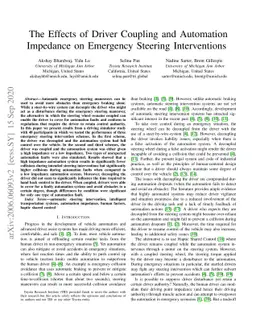 The Effects of Driver Coupling and Automation Impedance on Emergency
  Steering Interventions
