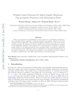 Weighted Lasso Estimates for Sparse Logistic Regression: Non-asymptotic
  Properties with Measurement Error