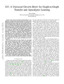 G5: A Universal GRAPH-BERT for Graph-to-Graph Transfer and Apocalypse
  Learning