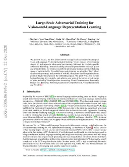 Large-Scale Adversarial Training for Vision-and-Language Representation
  Learning