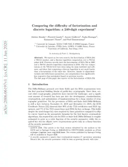 Comparing the difficulty of factorization and discrete logarithm: a
  240-digit experiment