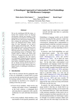 A Monolingual Approach to Contextualized Word Embeddings for
  Mid-Resource Languages