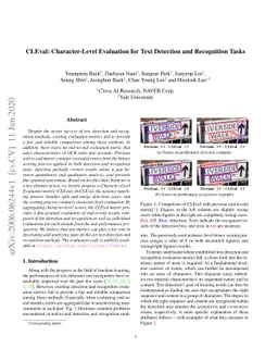 CLEval: Character-Level Evaluation for Text Detection and Recognition
  Tasks