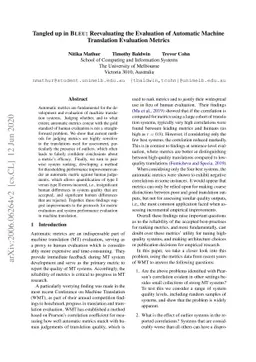 Tangled up in BLEU: Reevaluating the Evaluation of Automatic Machine
  Translation Evaluation Metrics