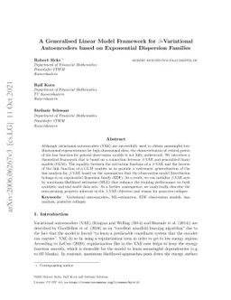 A Generalised Linear Model Framework for $β$-Variational
  Autoencoders based on Exponential Dispersion Families