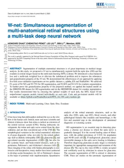 W-net: Simultaneous segmentation of multi-anatomical retinal structures
  using a multi-task deep neural network