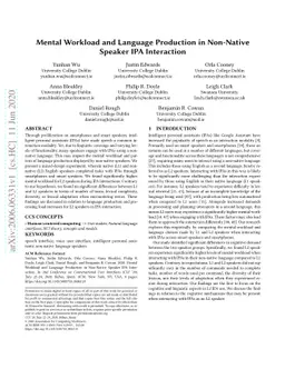Mental Workload and Language Production in Non-Native Speaker IPA
  Interaction