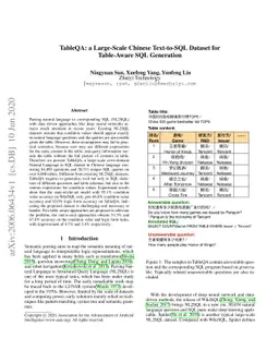 TableQA: a Large-Scale Chinese Text-to-SQL Dataset for Table-Aware SQL
  Generation