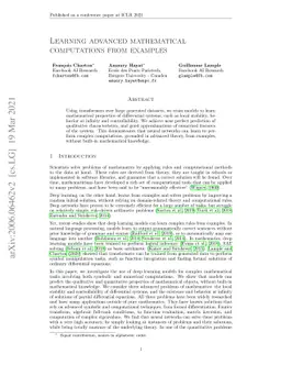 Learning advanced mathematical computations from examples