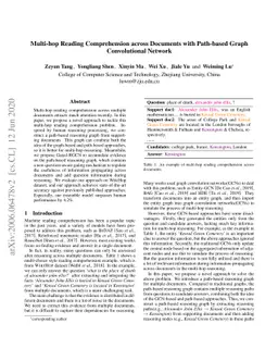Multi-hop Reading Comprehension across Documents with Path-based Graph
  Convolutional Network