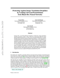 Protecting Against Image Translation Deepfakes by Leaking Universal
  Perturbations from Black-Box Neural Networks