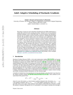 AdaS: Adaptive Scheduling of Stochastic Gradients