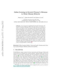 Online Learning in Iterated Prisoner's Dilemma to Mimic Human Behavior