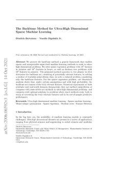 The Backbone Method for Ultra-High Dimensional Sparse Machine Learning