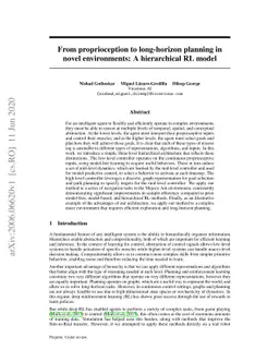 From proprioception to long-horizon planning in novel environments: A
  hierarchical RL model