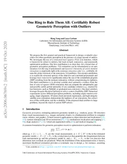 One Ring to Rule Them All: Certifiably Robust Geometric Perception with
  Outliers