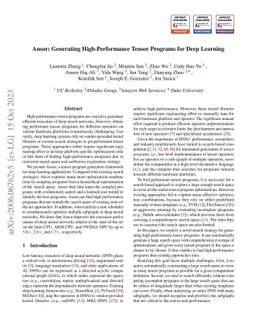 Ansor: Generating High-Performance Tensor Programs for Deep Learning