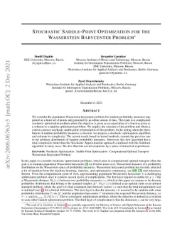 Stochastic Saddle-Point Optimization for Wasserstein Barycenters