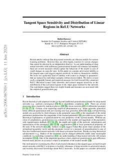 Tangent Space Sensitivity and Distribution of Linear Regions in ReLU
  Networks