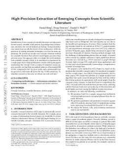 High-Precision Extraction of Emerging Concepts from Scientific
  Literature