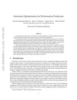 Stochastic Optimization for Performative Prediction